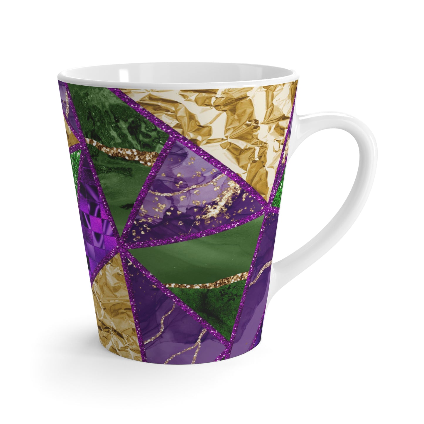 Mardi Gras Triangle Design Latte Mug 12oz