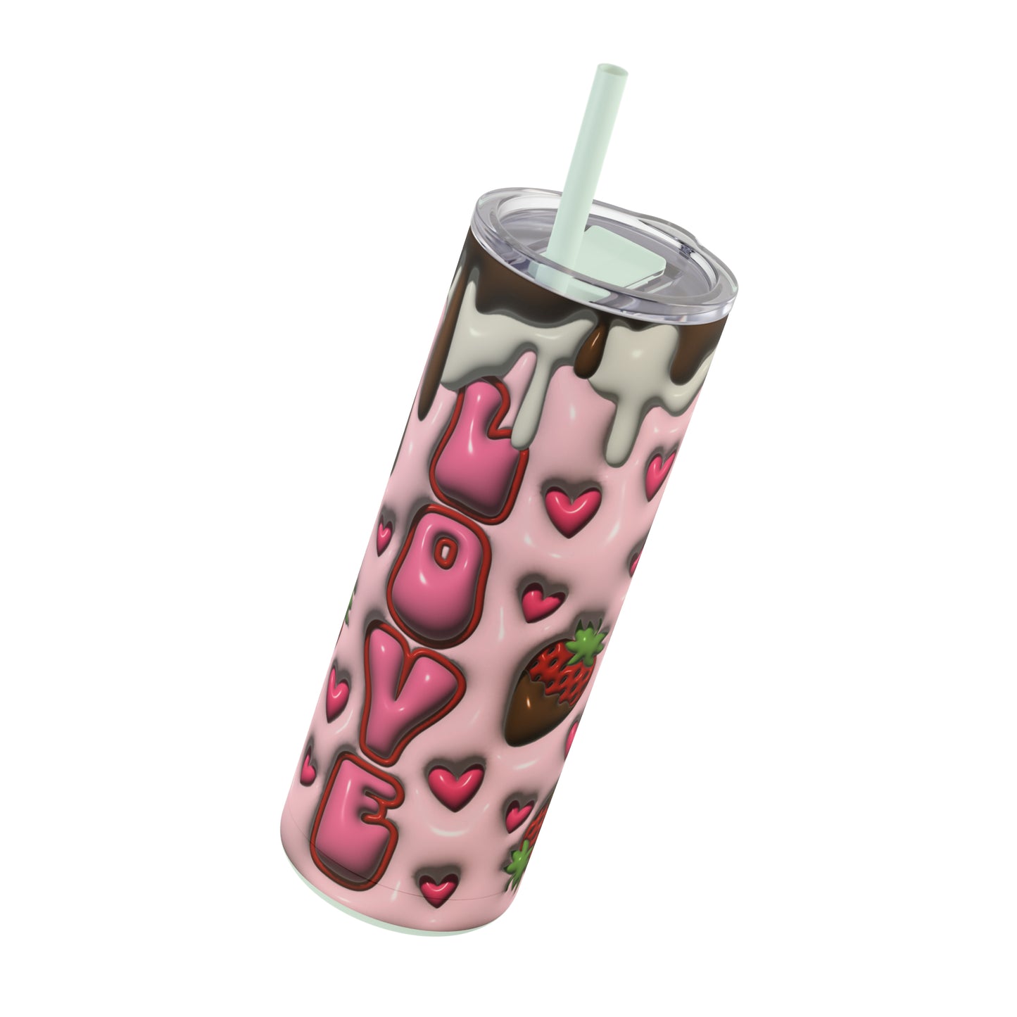 3D "Berry Indulgent" Skinny Matte Stainless Steel Tumbler, 20oz