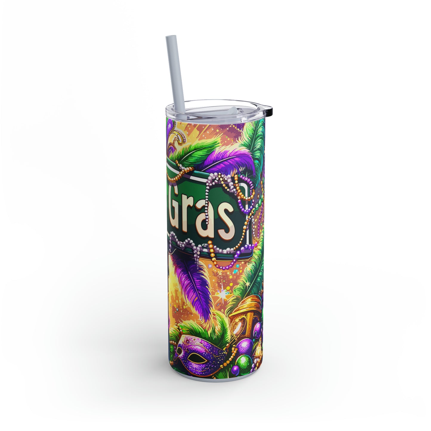 "Mardi Gras Street" Skinny Matte Tumbler, 20oz