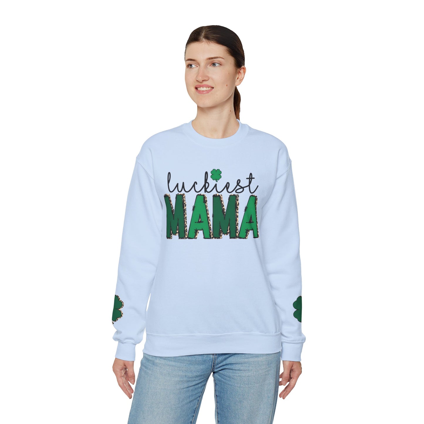 "Luckiest Mama" Heavy Blend Crewneck Sweatshirt