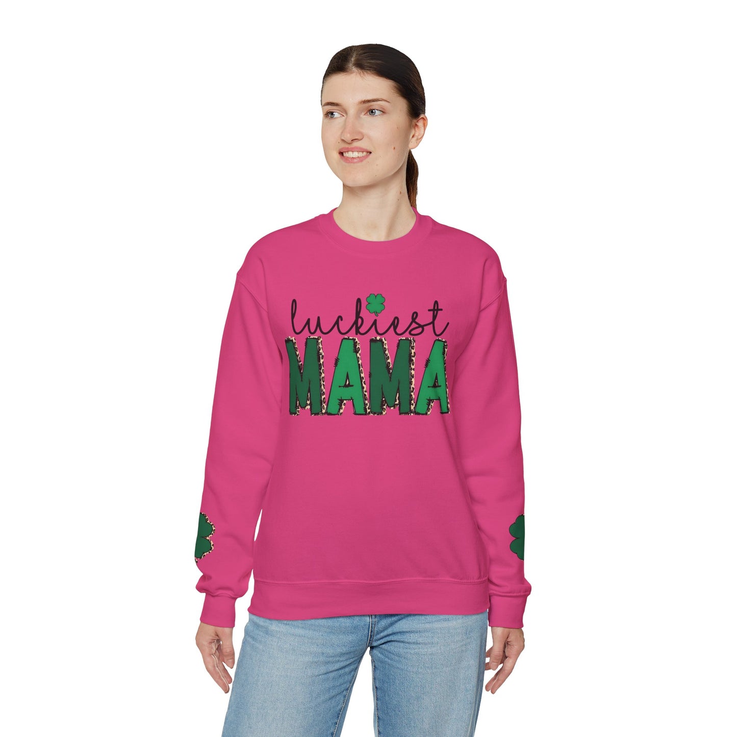 "Luckiest Mama" Heavy Blend Crewneck Sweatshirt