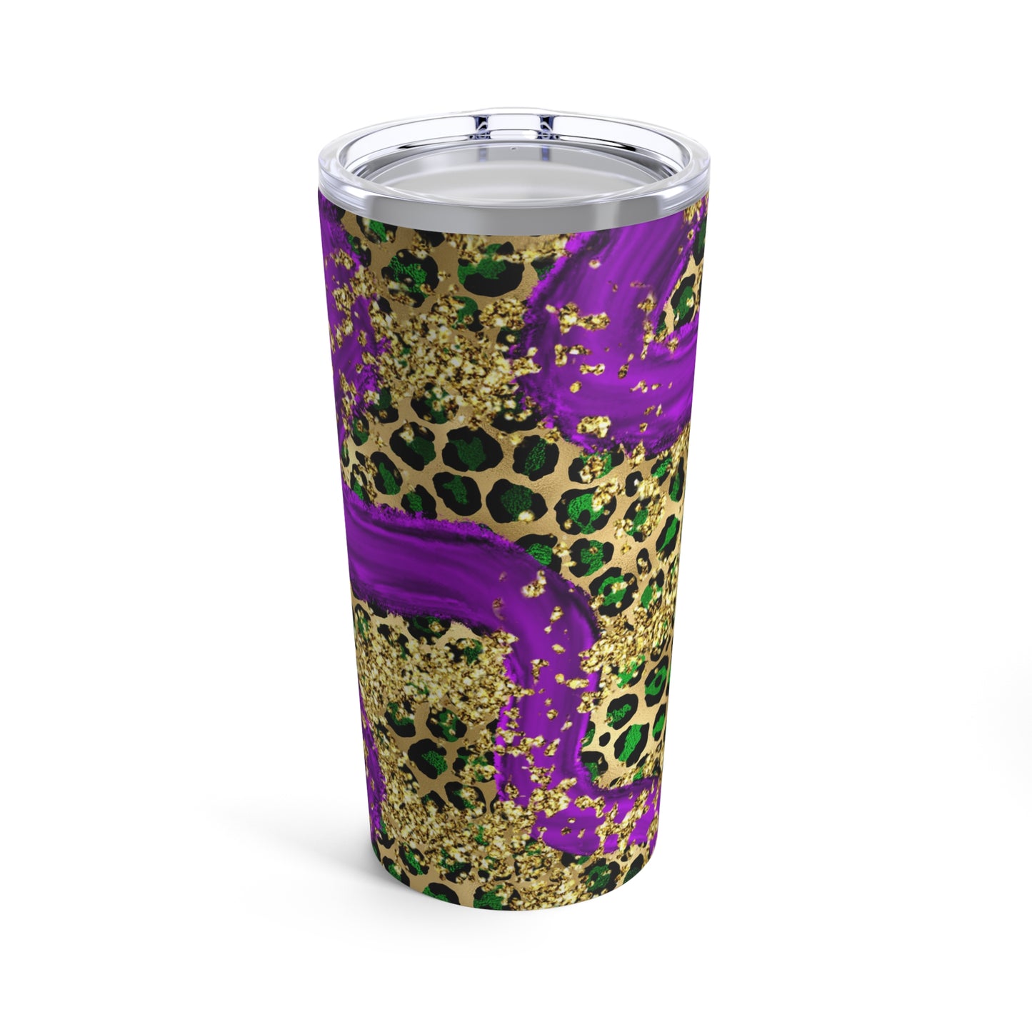 Purple, Gold and Green Lepard Tumbler 20oz