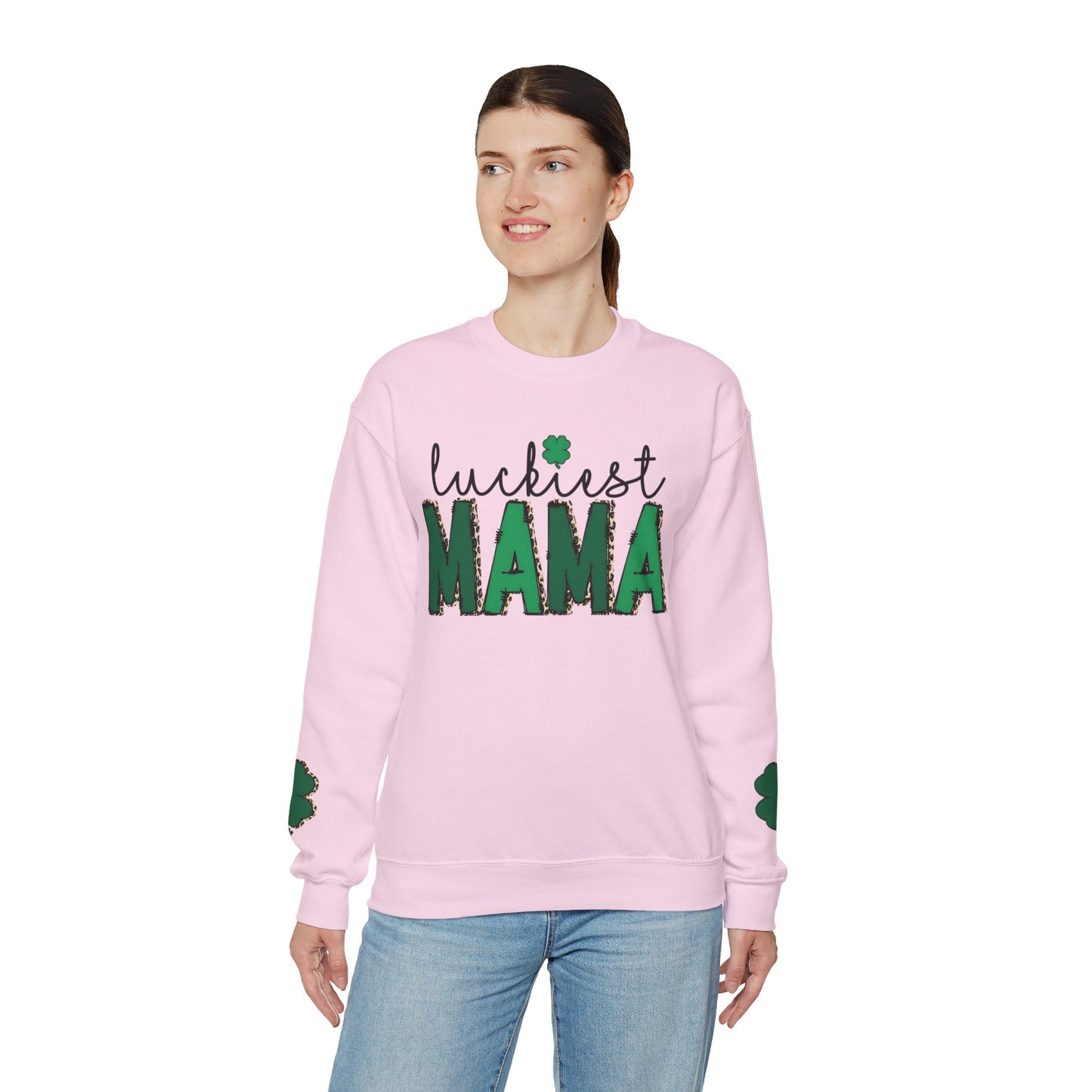 "Luckiest Mama" Heavy Blend Crewneck Sweatshirt