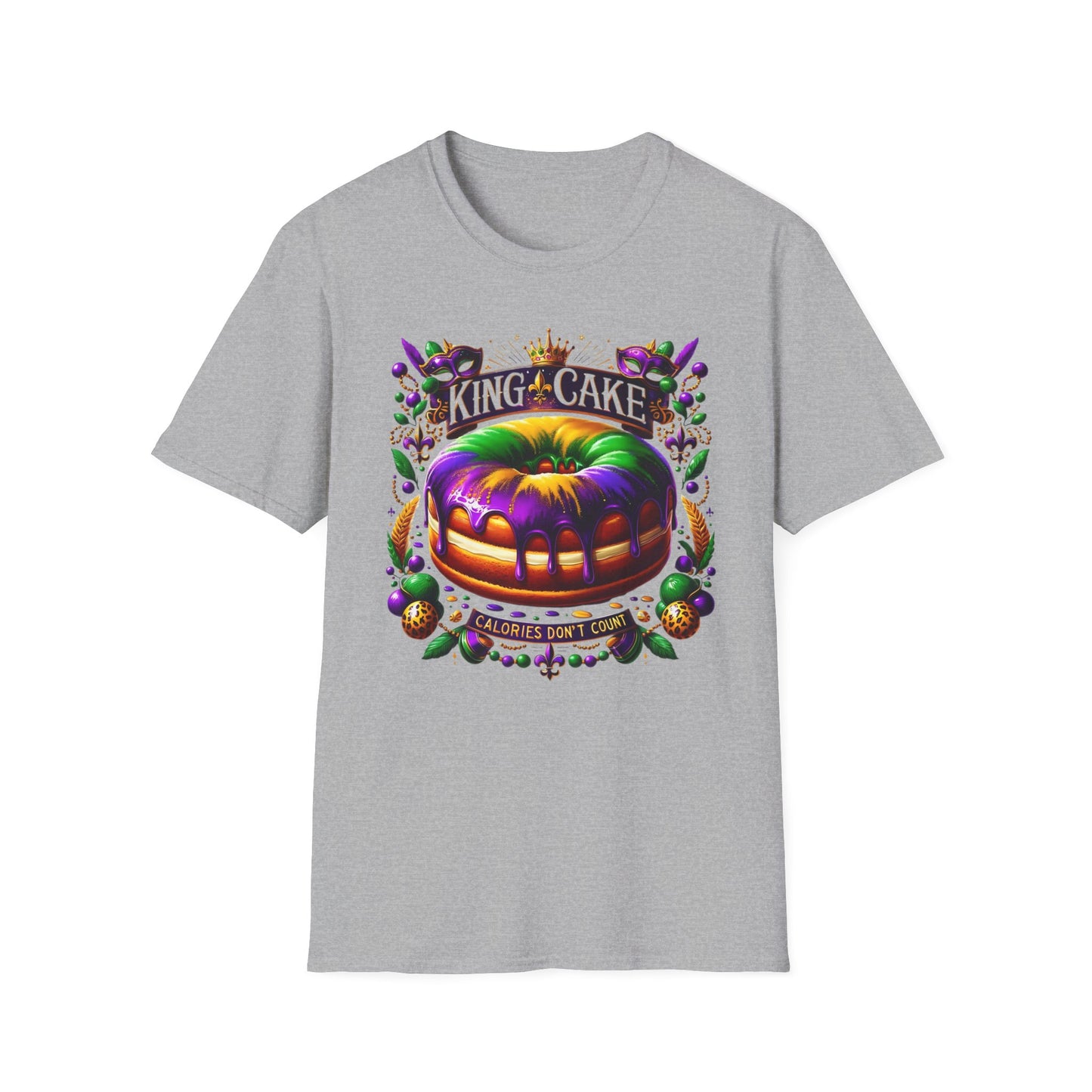 "King Cake Calories Don't Count" Unisex Soft-style T-Shirt