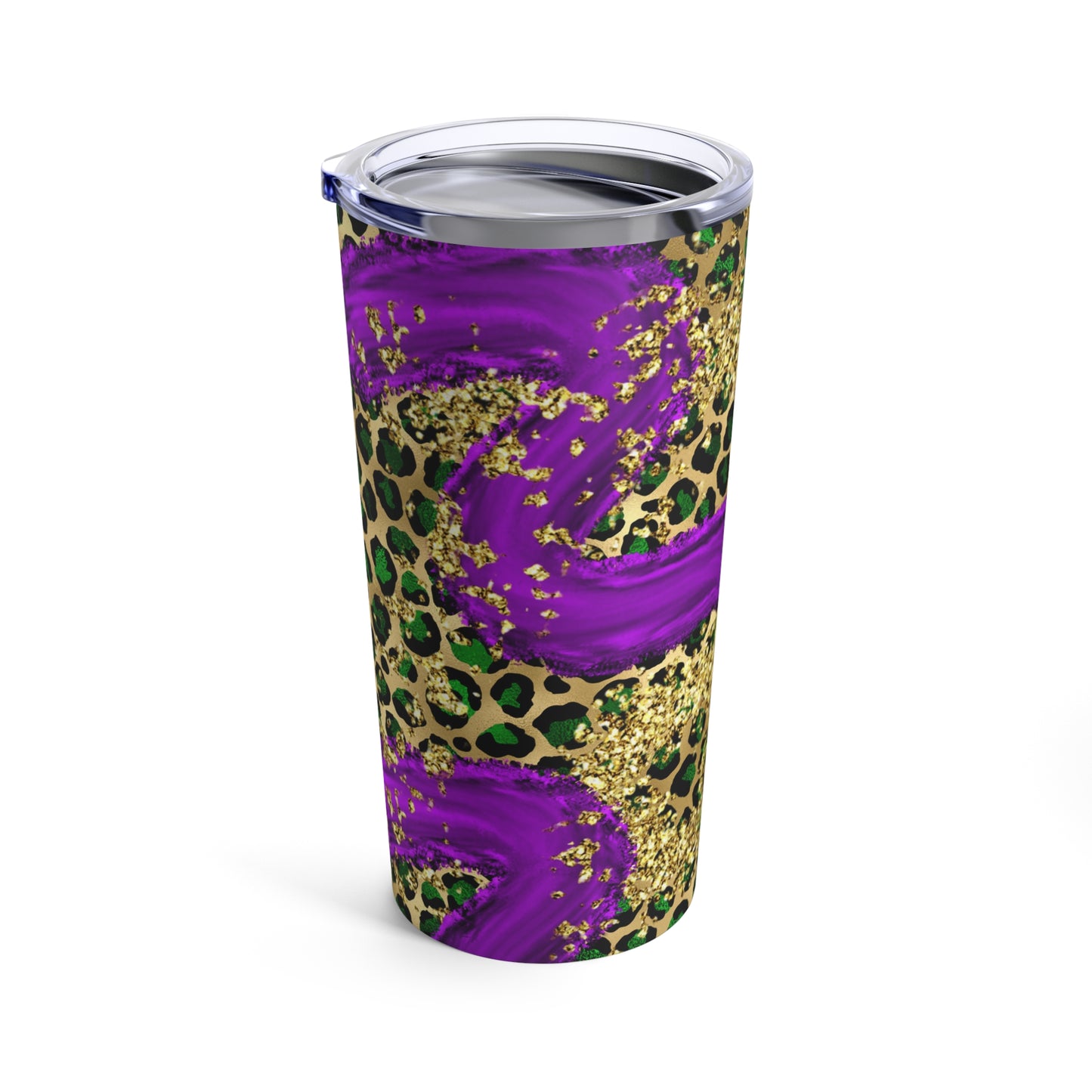 Purple, Gold and Green Lepard Tumbler 20oz