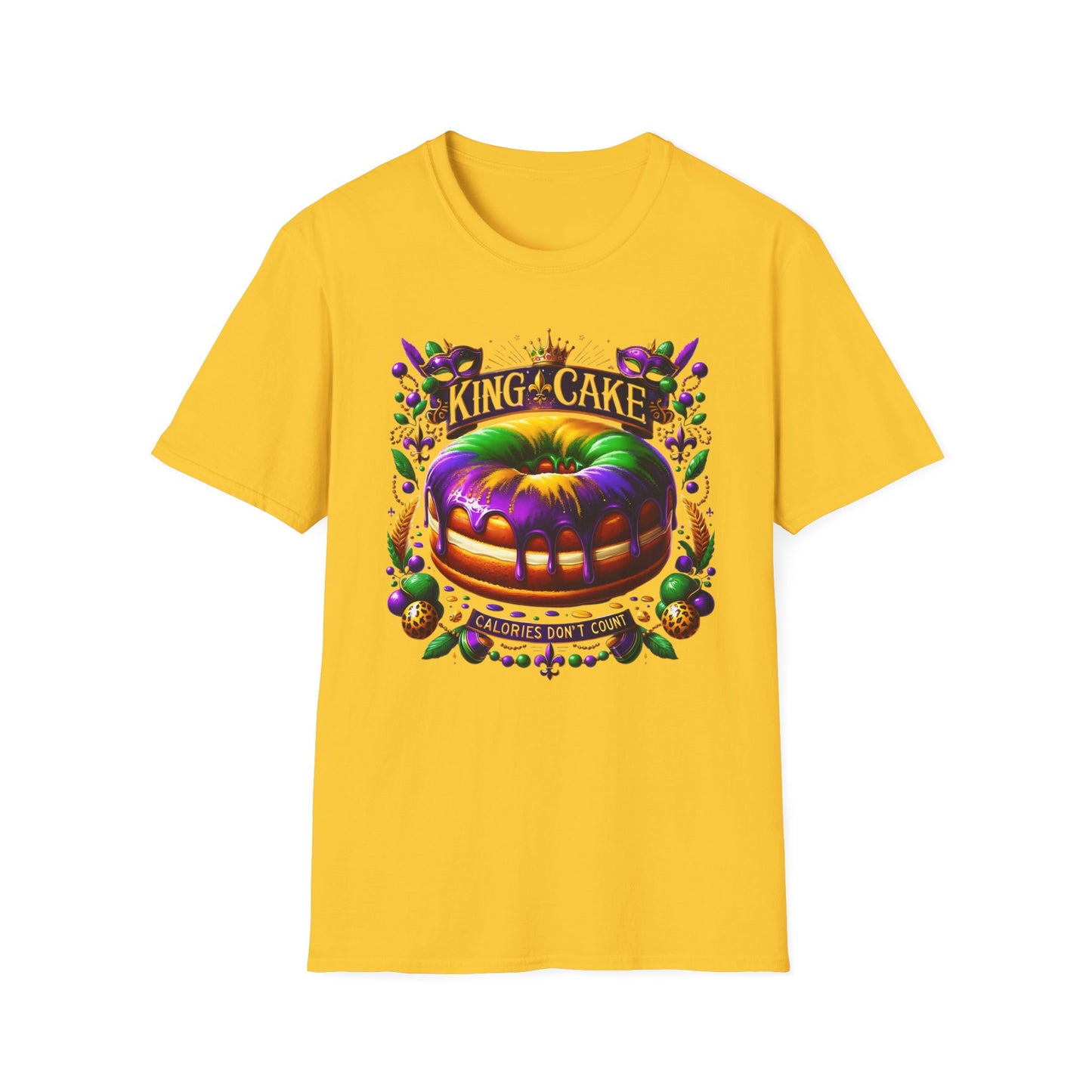 "King Cake Calories Don't Count" Unisex Soft-style T-Shirt