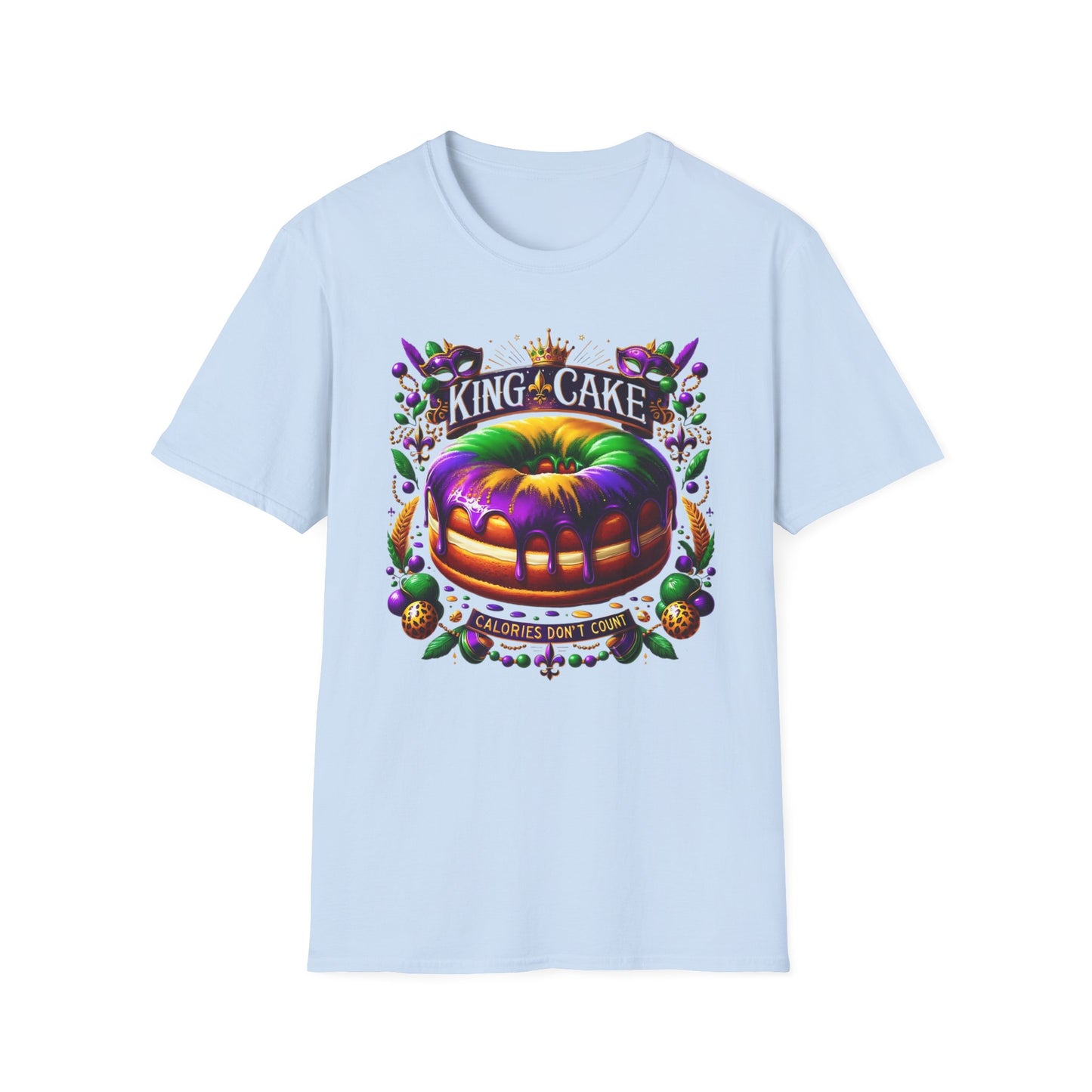 "King Cake Calories Don't Count" Unisex Soft-style T-Shirt