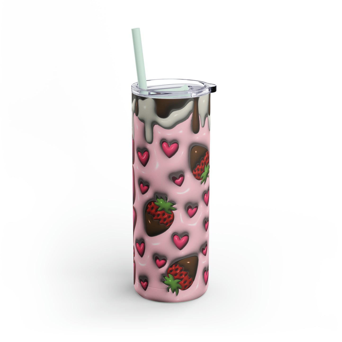 3D "Berry Indulgent" Skinny Matte Stainless Steel Tumbler, 20oz