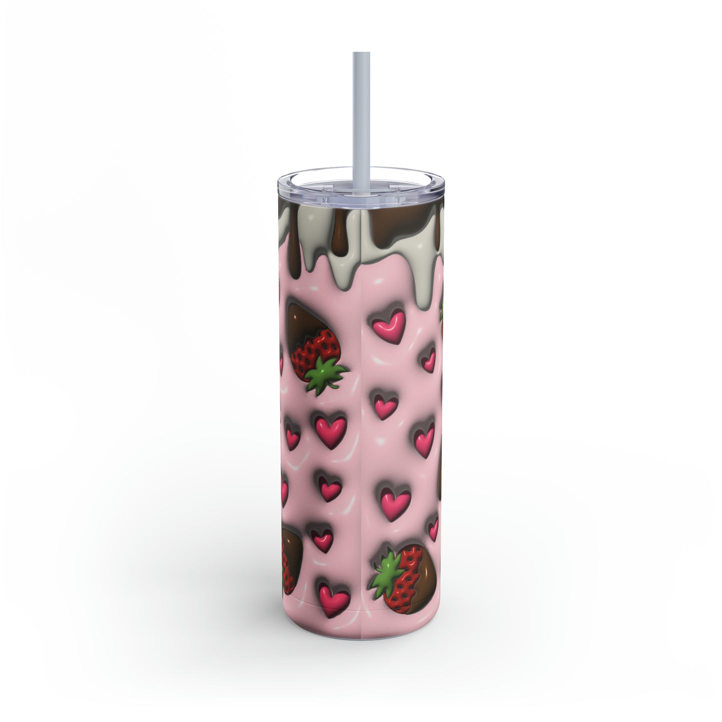 3D "Berry Indulgent" Skinny Matte Stainless Steel Tumbler, 20oz