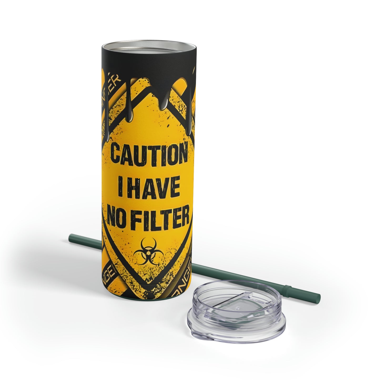 "Caution" Skinny Matte Tumbler, 20oz