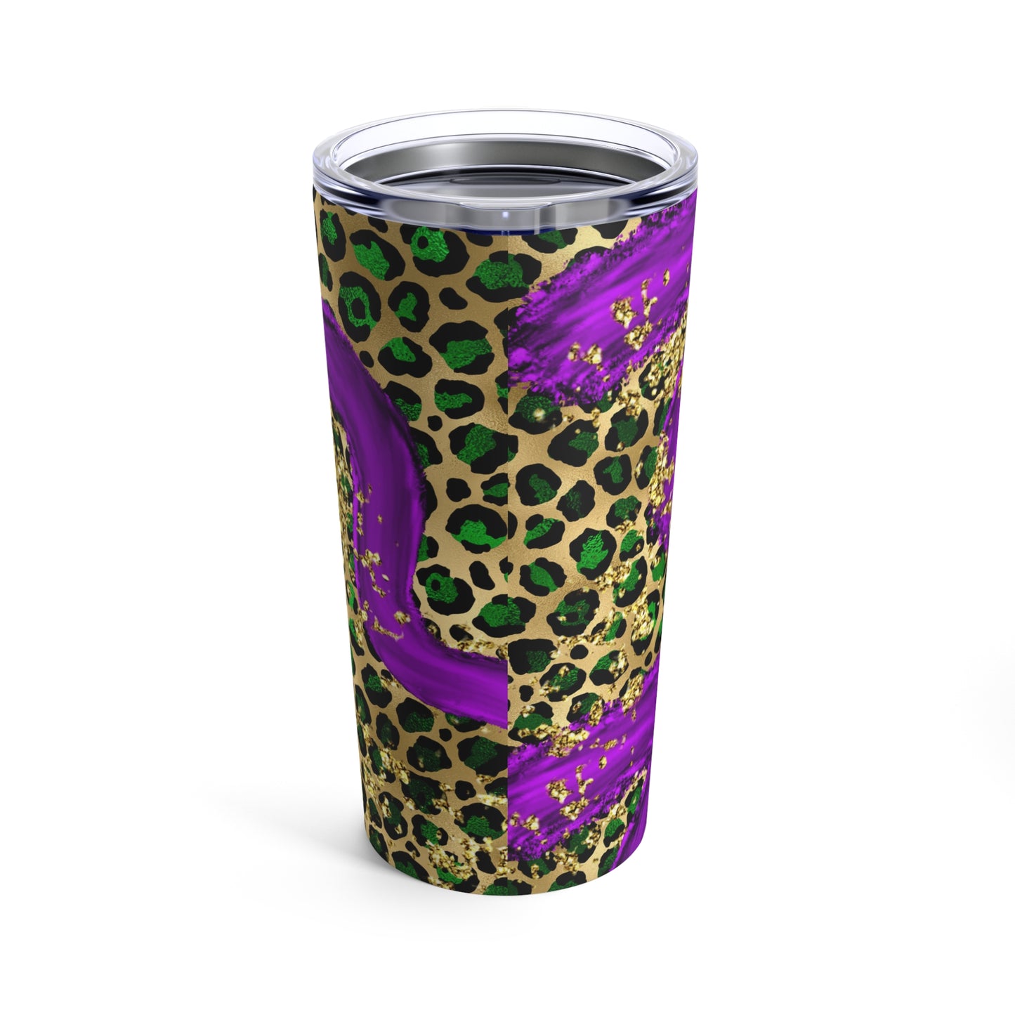 Purple, Gold and Green Lepard Tumbler 20oz