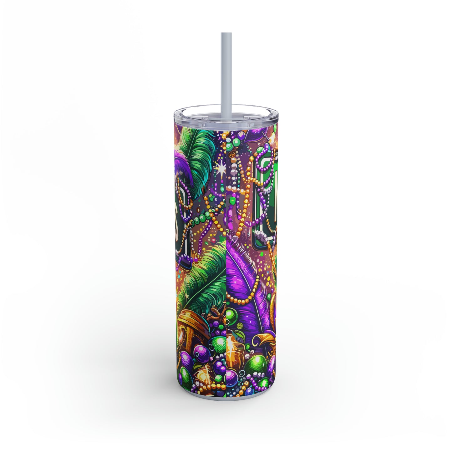 "Mardi Gras Street" Skinny Matte Tumbler, 20oz