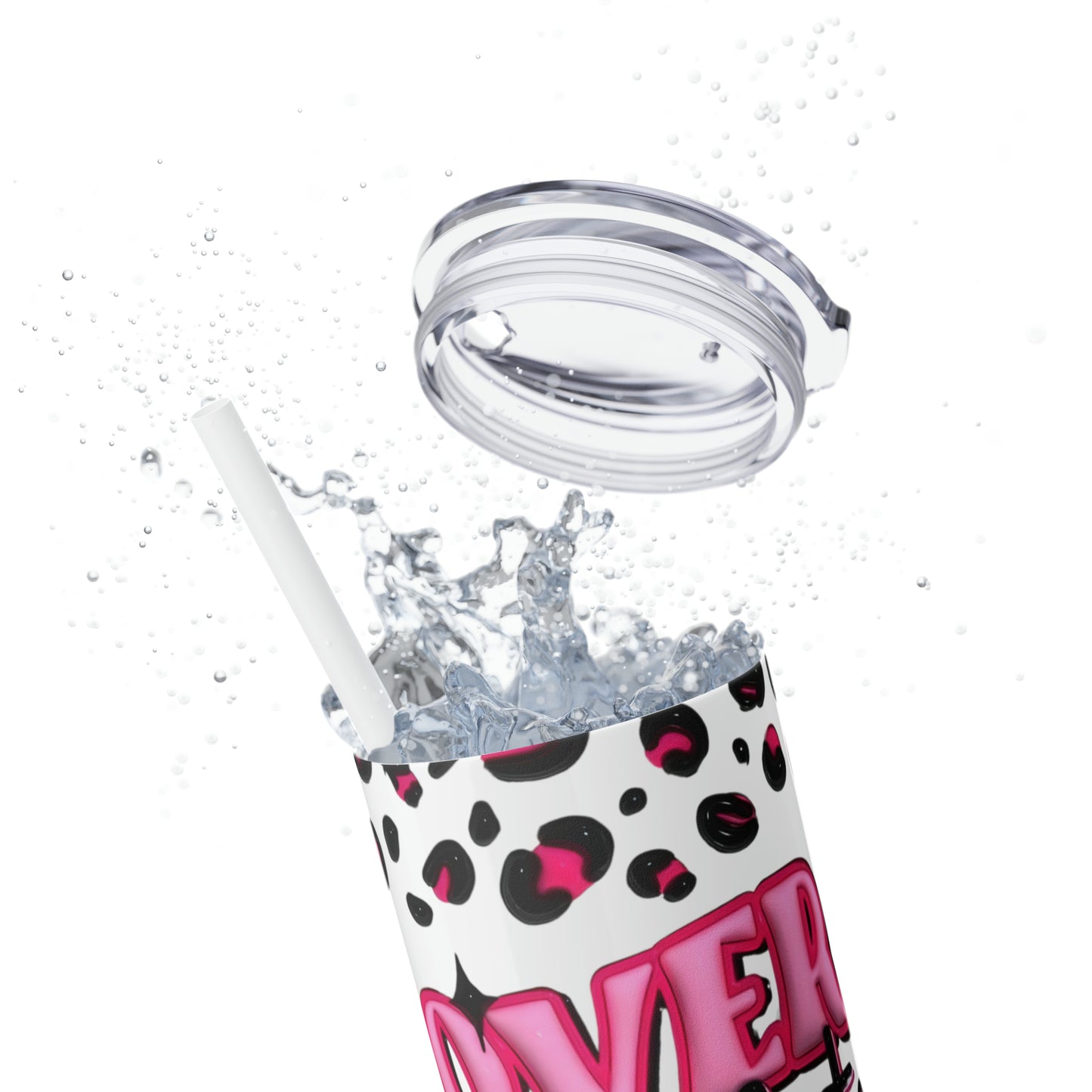 3D "Overstimulated Moms Club" Skinny Tumbler with Straw, 20oz