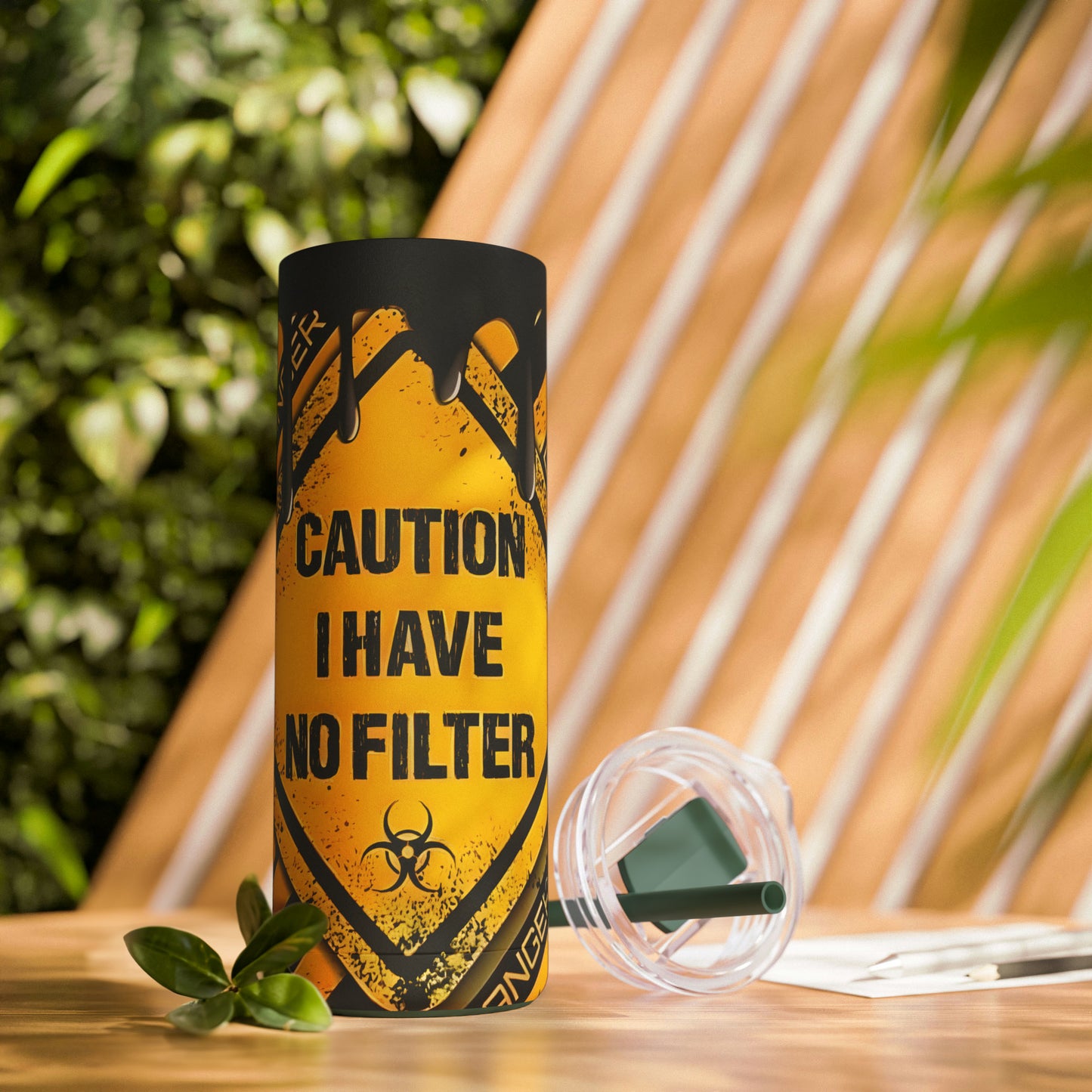 "Caution" Skinny Matte Tumbler, 20oz