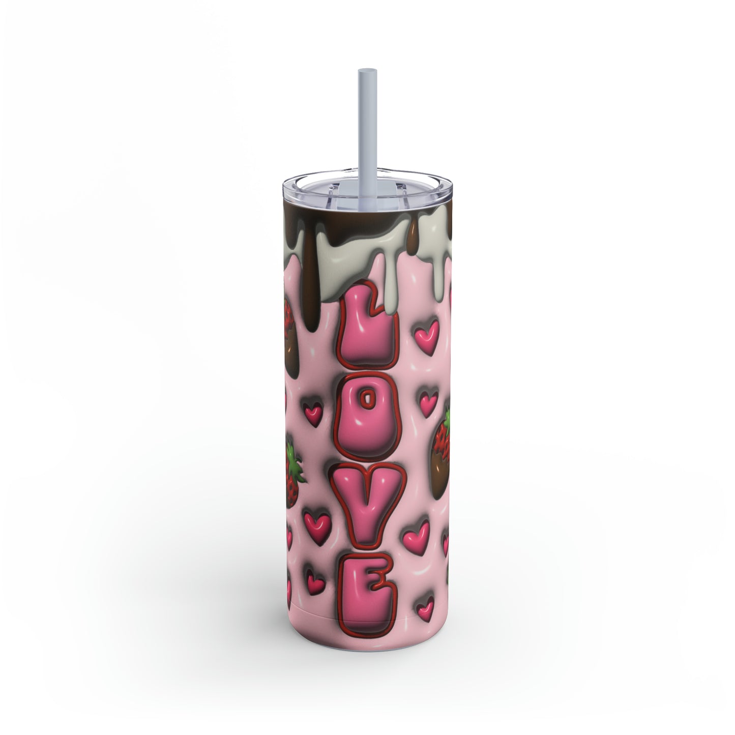 3D "Berry Indulgent" Skinny Matte Stainless Steel Tumbler, 20oz