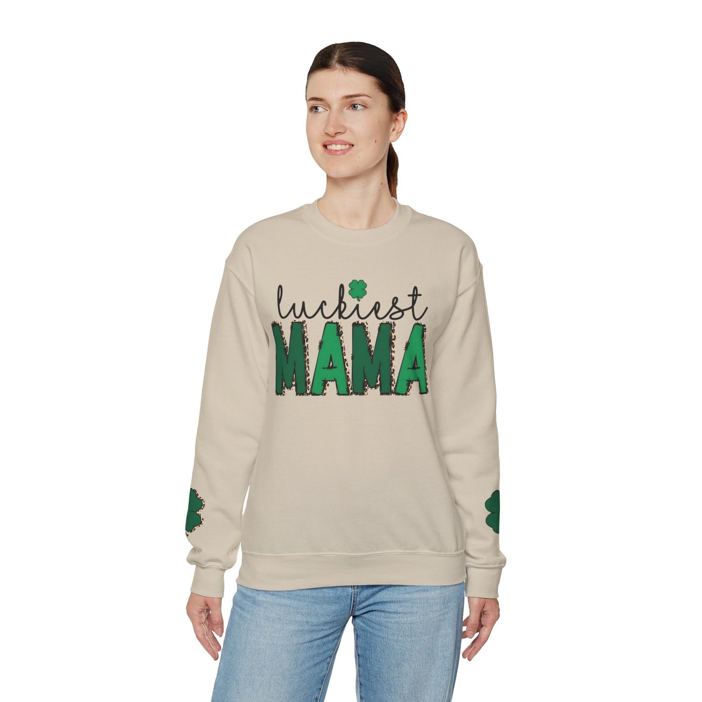 "Luckiest Mama" Heavy Blend Crewneck Sweatshirt