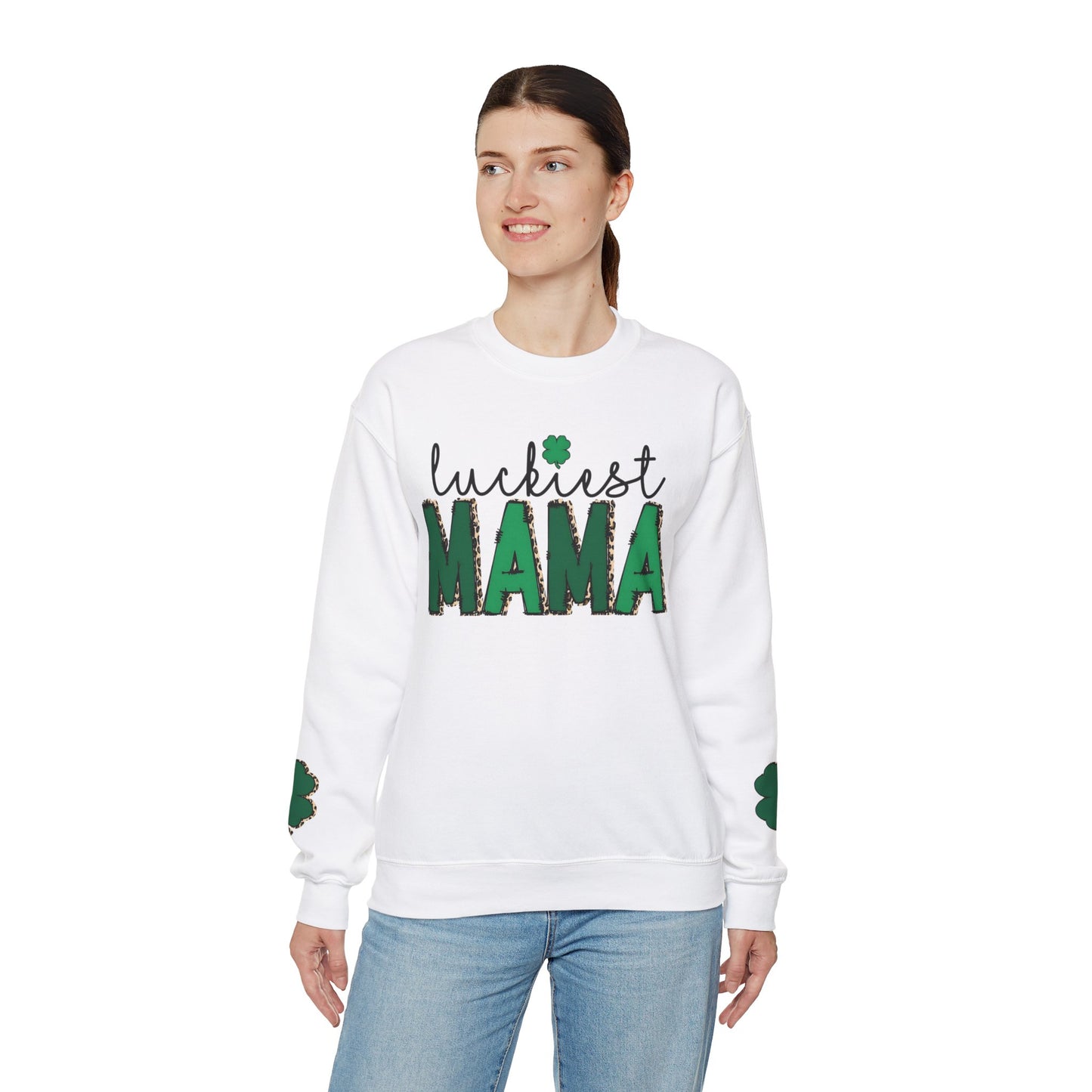 "Luckiest Mama" Heavy Blend Crewneck Sweatshirt