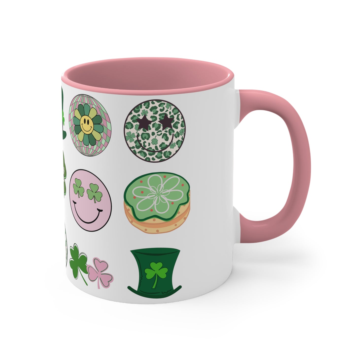 "Lucky Vibes" Pink Accent Coffee Mug, 11oz