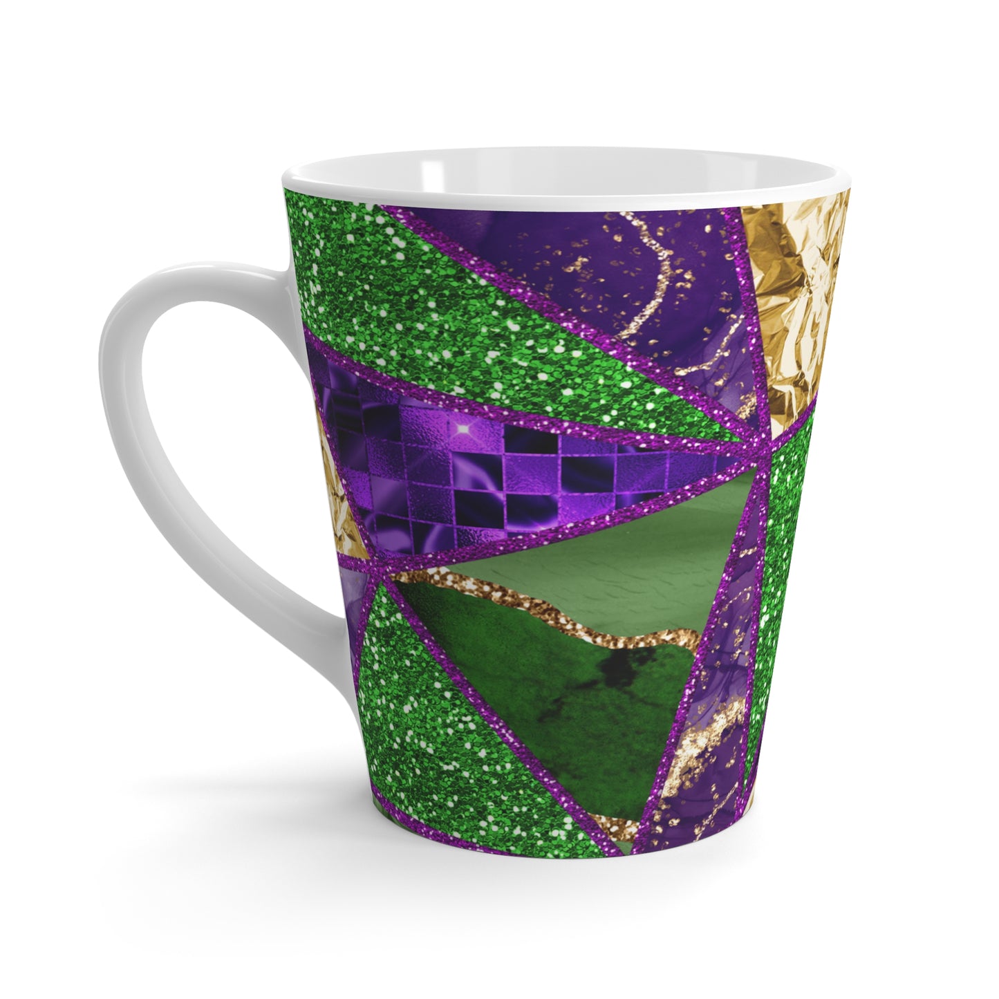 Mardi Gras Triangle Design Latte Mug 12oz