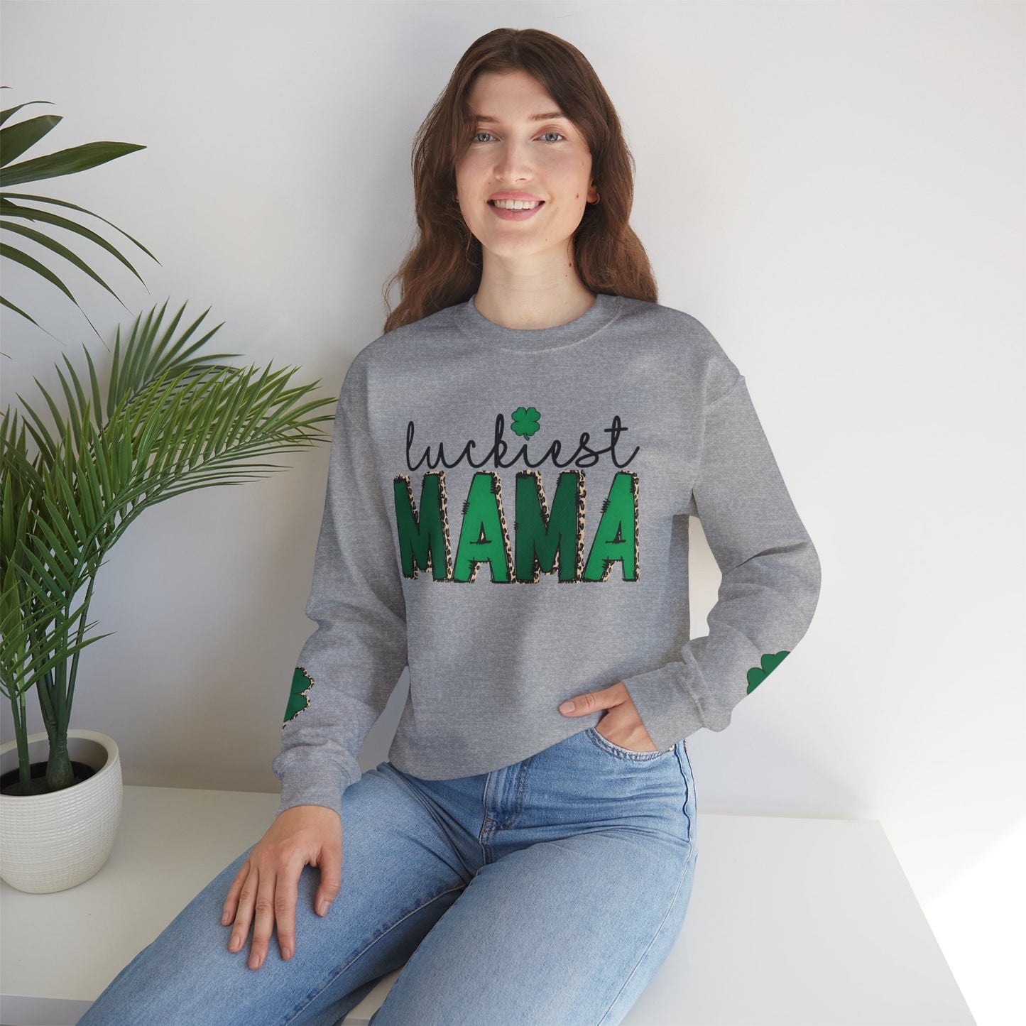 "Luckiest Mama" Heavy Blend Crewneck Sweatshirt