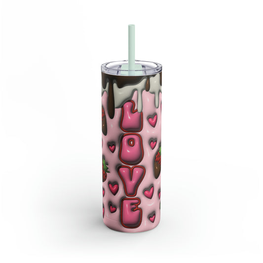 3D "Berry Indulgent" Skinny Matte Stainless Steel Tumbler, 20oz