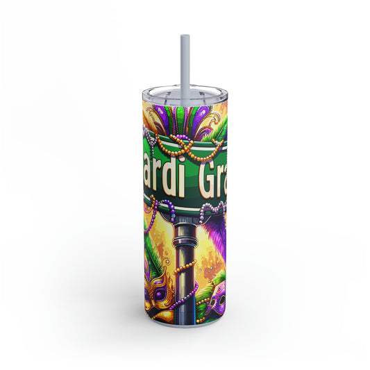 "Mardi Gras Street" Skinny Matte Tumbler, 20oz