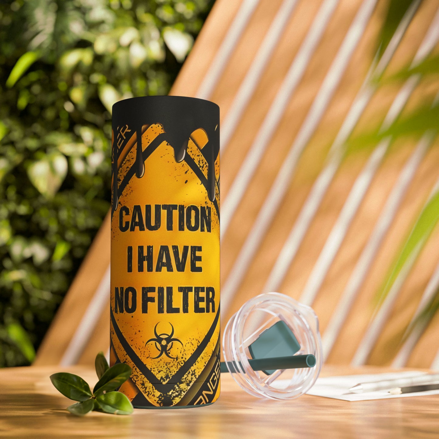 "Caution" Skinny Matte Tumbler, 20oz