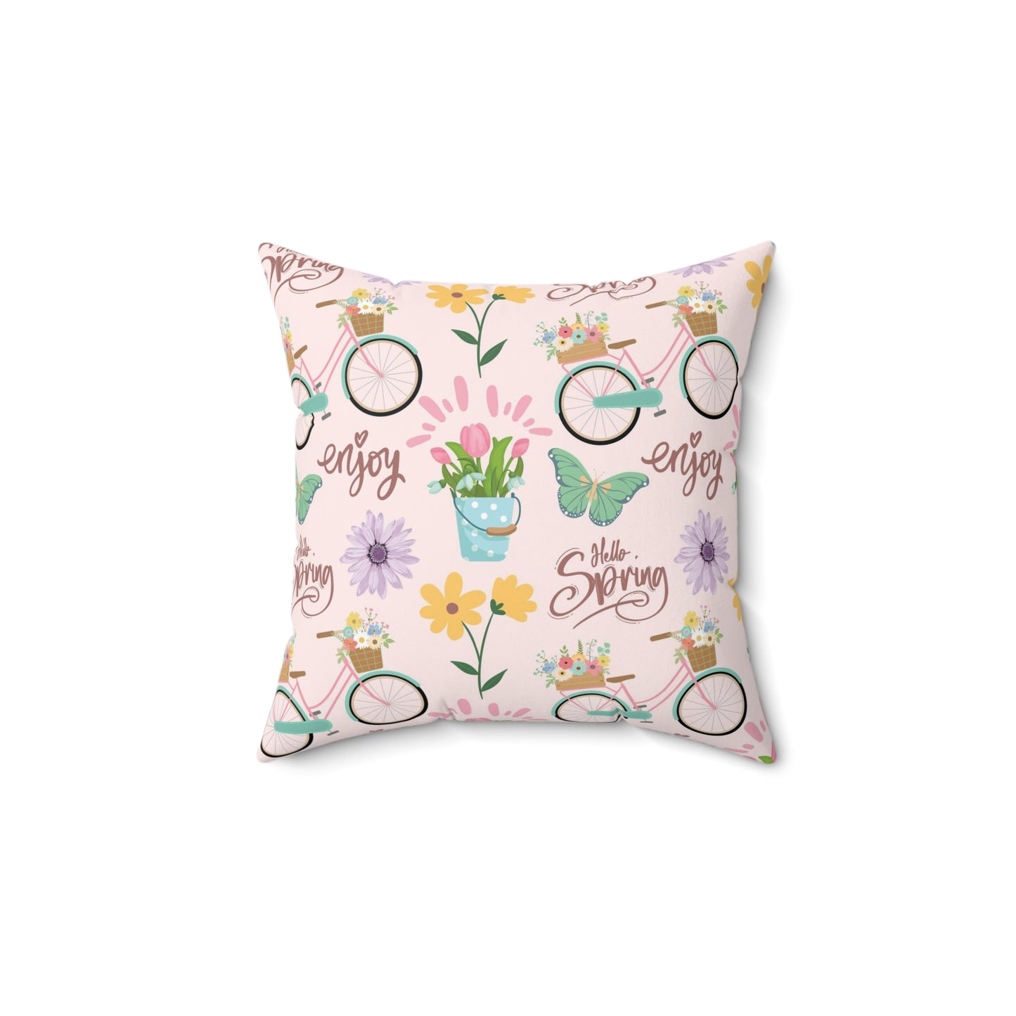 "Hello Spring" Spun Polyester Square Pillow