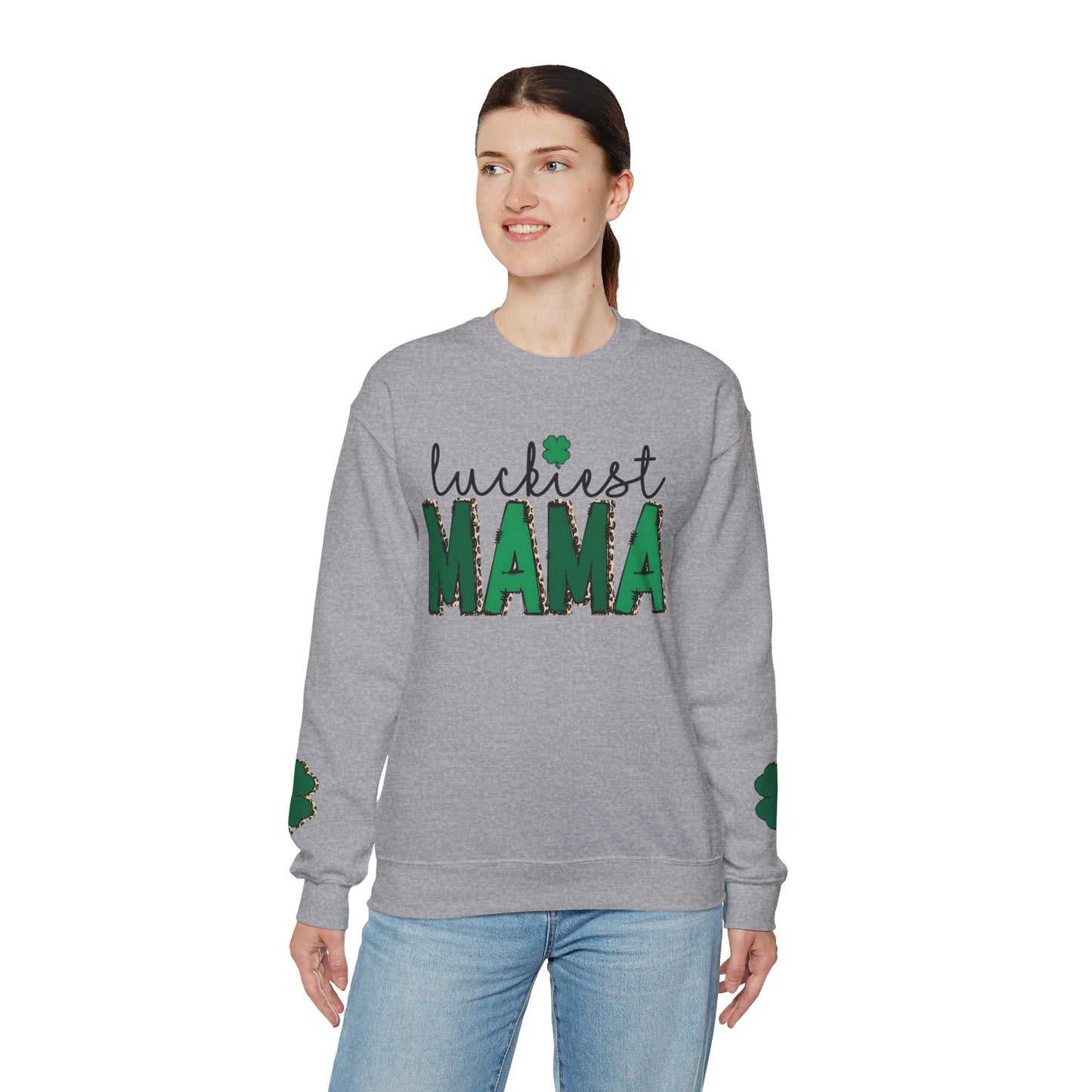 "Luckiest Mama" Heavy Blend Crewneck Sweatshirt