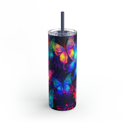 "Butterfly Glow" Skinny Matte Tumbler, 20oz