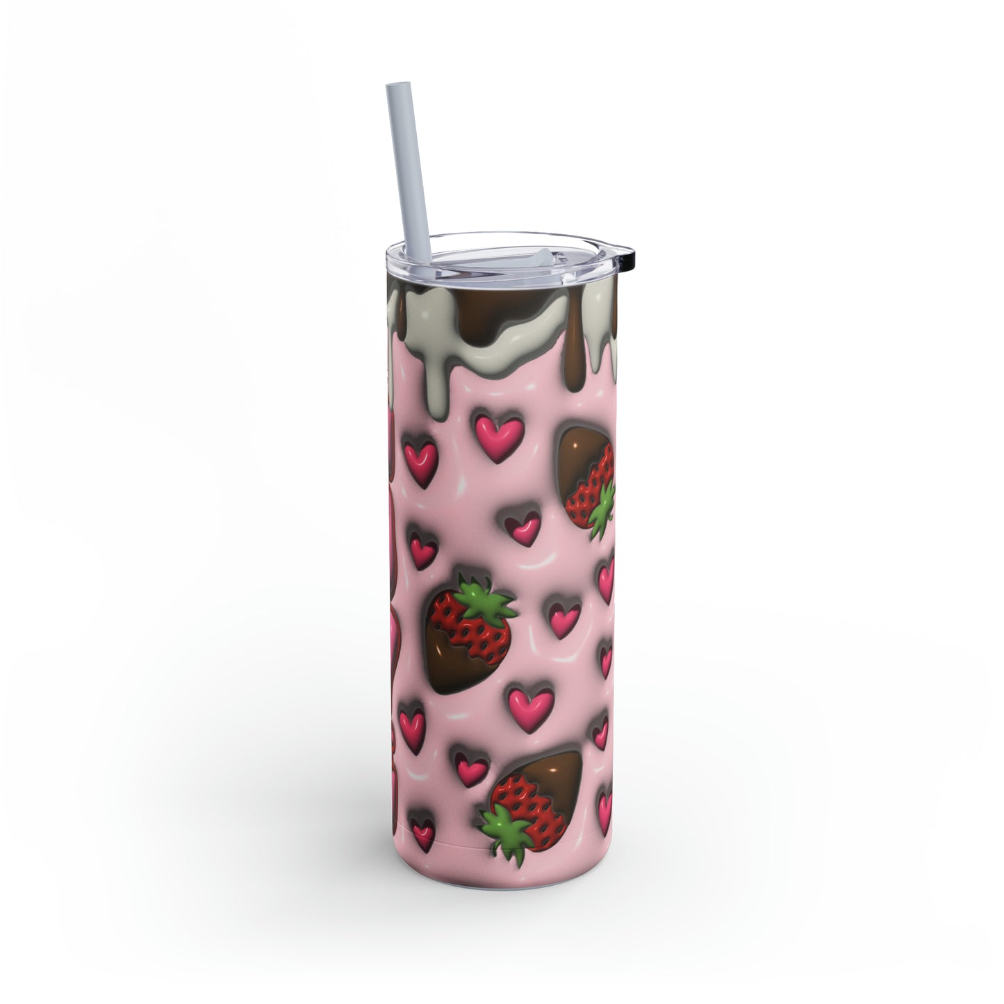 3D "Berry Indulgent" Skinny Matte Stainless Steel Tumbler, 20oz