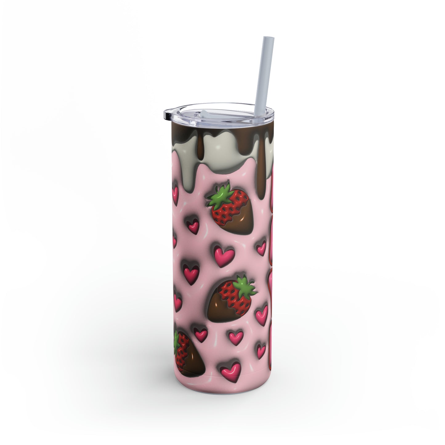 3D "Berry Indulgent" Skinny Matte Stainless Steel Tumbler, 20oz