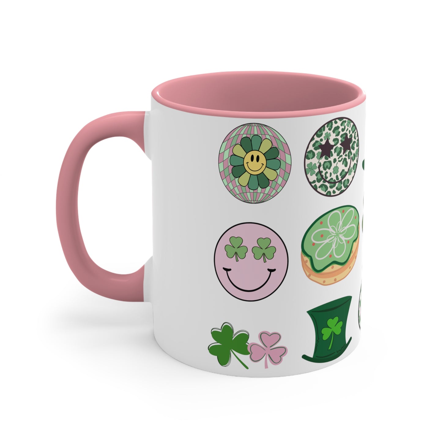 "Lucky Vibes" Pink Accent Coffee Mug, 11oz