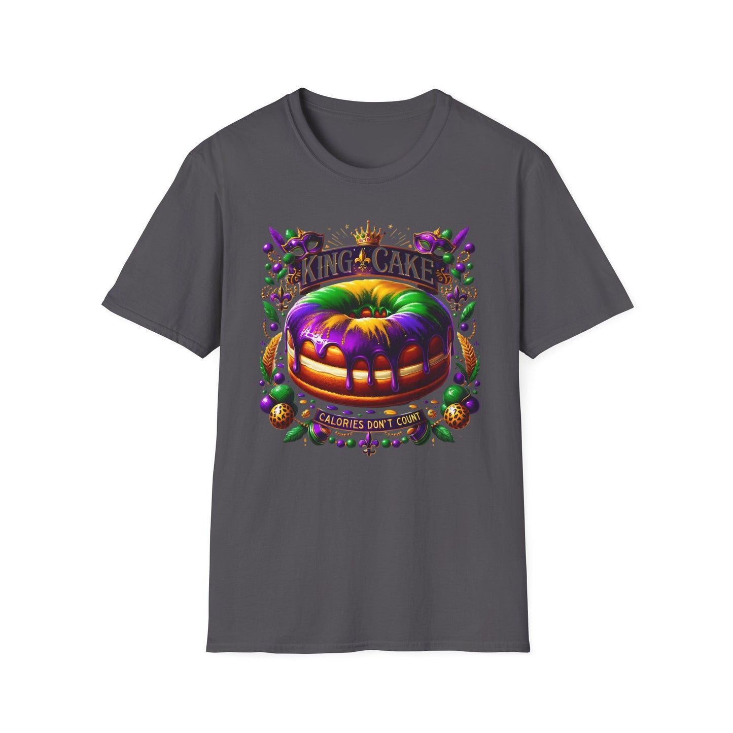 "King Cake Calories Don't Count" Unisex Soft-style T-Shirt