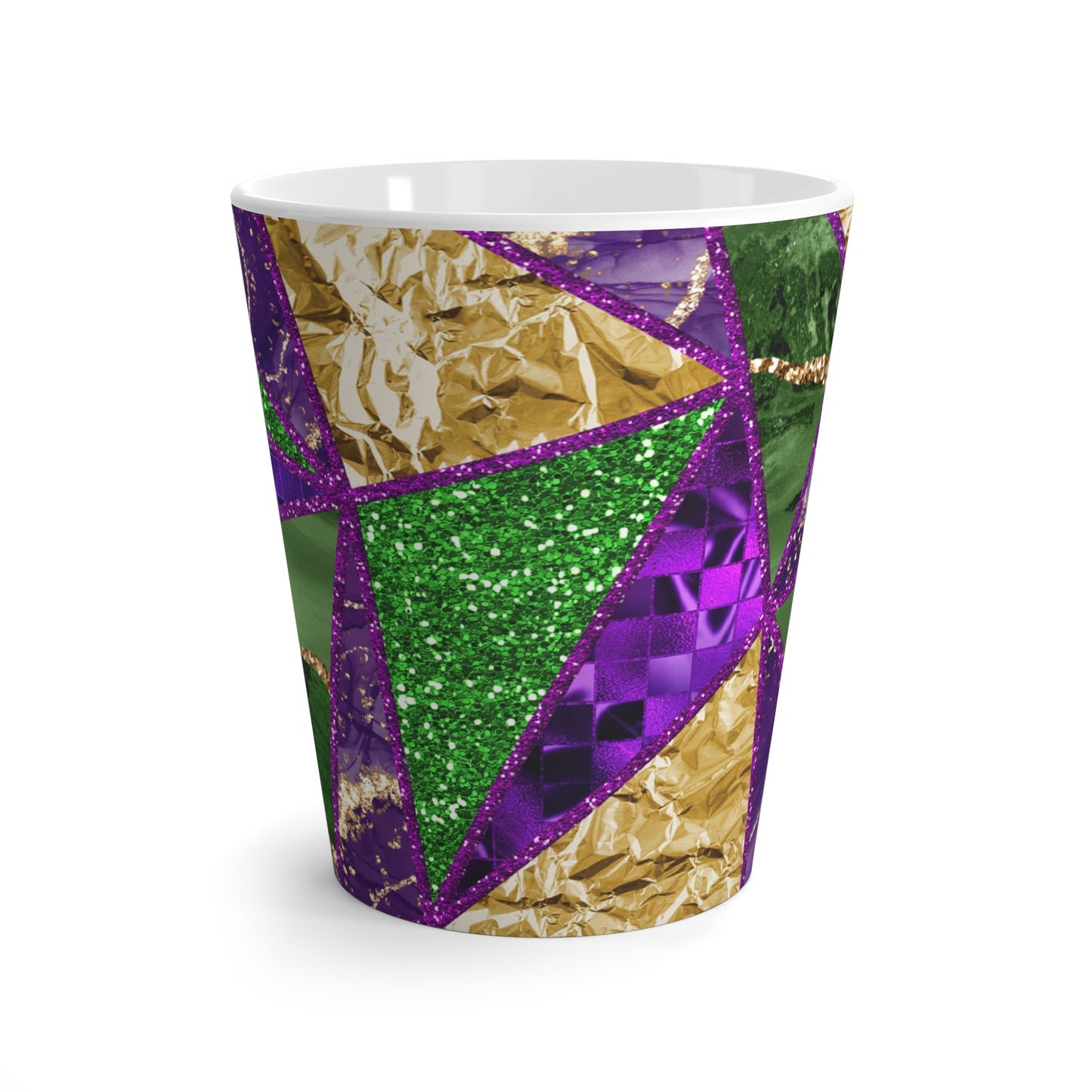 Mardi Gras Triangle Design Latte Mug 12oz