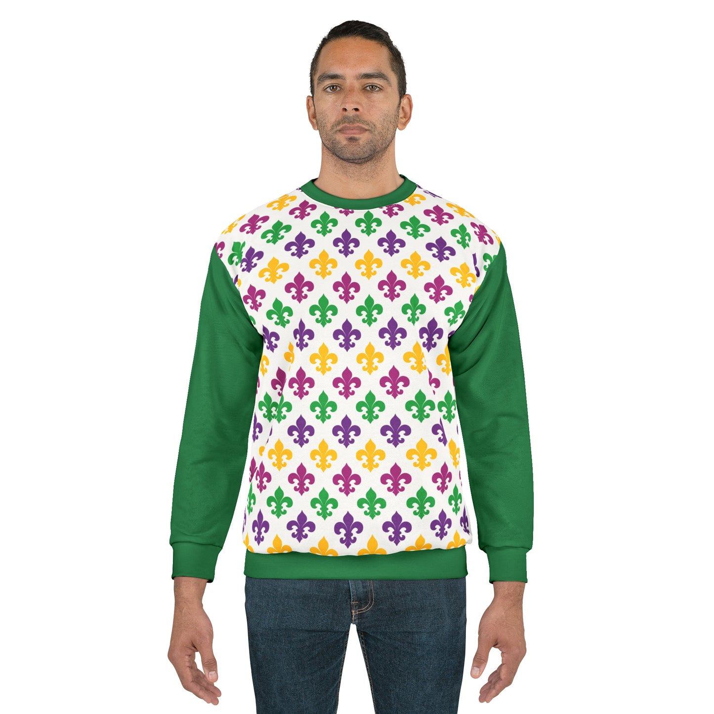 Fleur-de-lis Mardi Gras Unisex All Over Print Sweatshirt