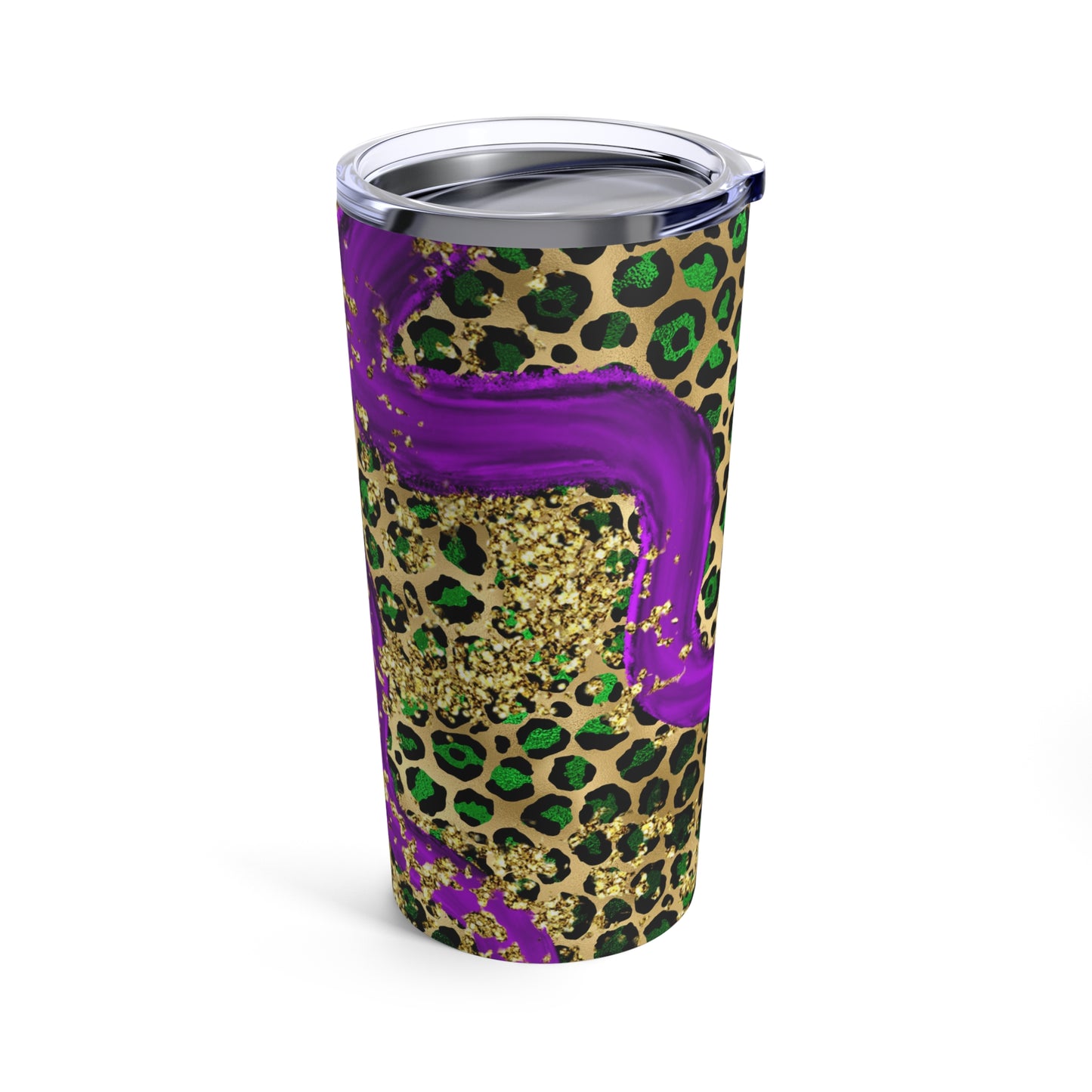 Purple, Gold and Green Lepard Tumbler 20oz