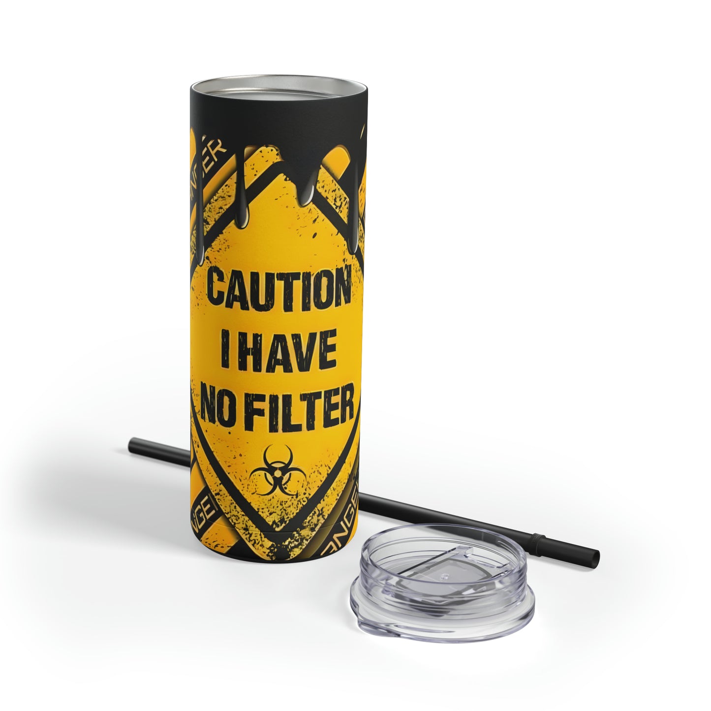 "Caution" Skinny Matte Tumbler, 20oz