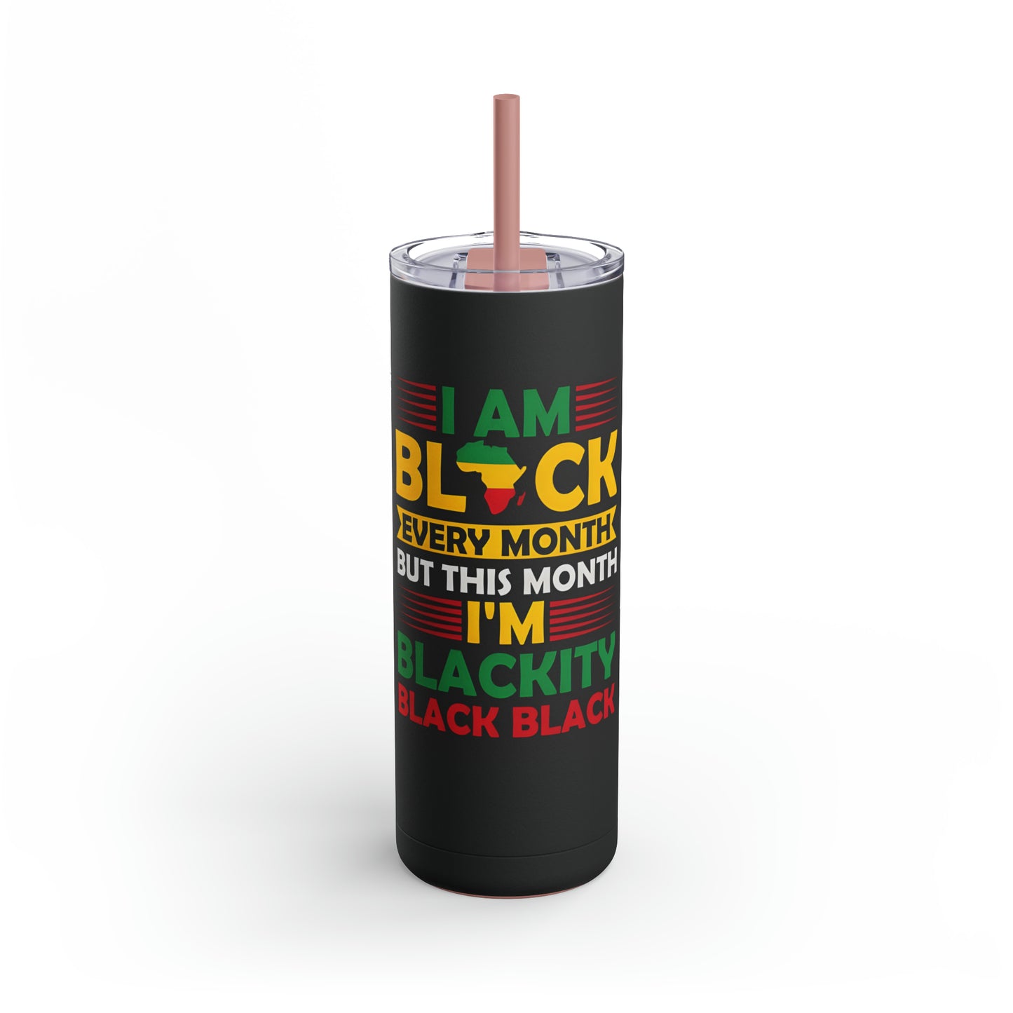 "Blackity Black" Skinny Matte Stainless Steel Tumbler, 20oz