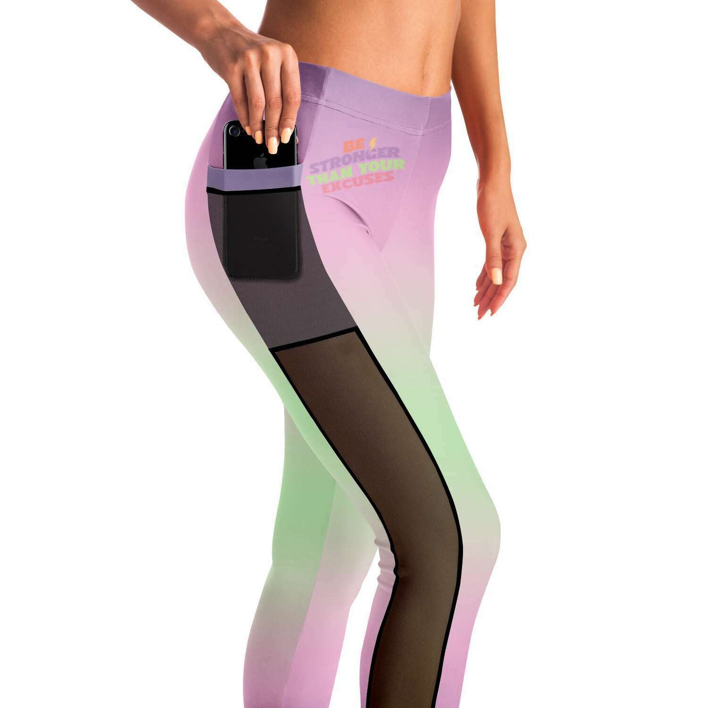 "Be Stronger Than Your Excuses" Mesh Pocket Legging