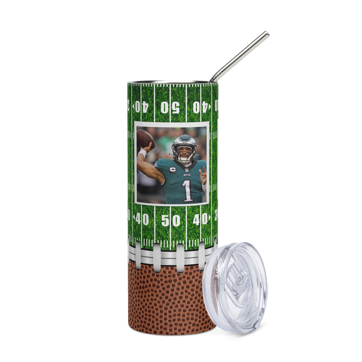 "Football Collage Stainless steel tumbler